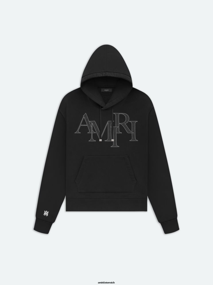 AMIRI Kleidung Schwarz 2RVT2T140 Männer Kapuzenpullover mit versetztem Logo der Marke